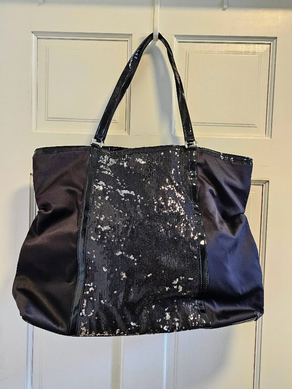 DSW Black and Silver Sequin-Embellished Large Tote
